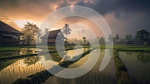 Rainy season rice fields