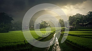 Rainy season rice fields