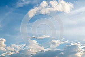 Rainy season sky with cumulus clouds on the sky