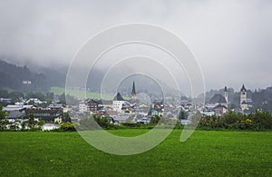 Rainy summer day in Kitzbuhel, Austria