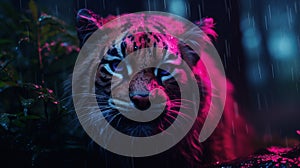 Rainy Tiger In The Savanna: A Beeple-inspired 3d Art With Vibrant Colors