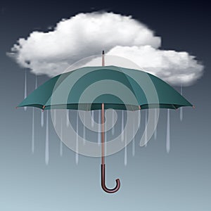 Rainy weather icon with clouds and umbrella