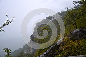 Rainy weather in the mountains in autumn.