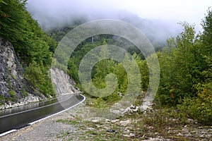 Rainy weather in the mountains in autumn.