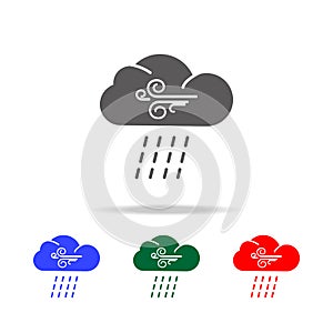 rainy and windy line icon. Elements of weather in multi colored icons. Premium quality graphic design icon. Simple icon for websit