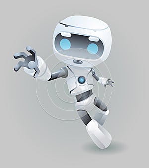 Raise drag grab hand mascot robot innovation technology science fiction future cute little 3d Icon artificial