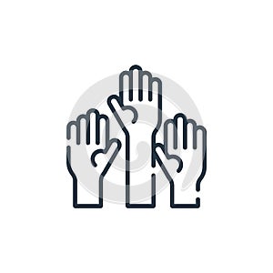 raise hand icon vector from education concept. Thin line illustration of raise hand editable stroke. raise hand linear sign for photo