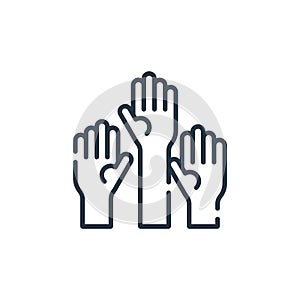 raise hand icon vector from education concept. Thin line illustration of raise hand editable stroke. raise hand linear sign for