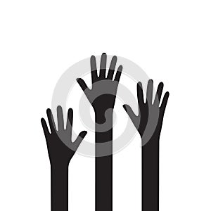 Raise hands icon flat vector