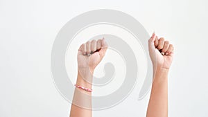 Raise your hand and sway back and forth in comfort on a white background