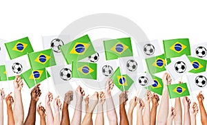 Elevado espalda posesión brasileno bandera taza 