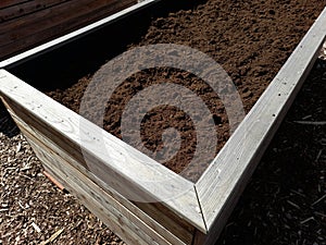 Raised bed replenished with fresh soil