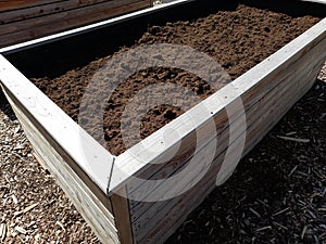 Raised bed replenished with fresh soil