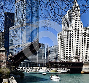 The Raised DuSable Bridge on Michigan Avenue