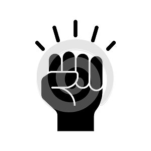 Raised fist icon in flat style. Vector.