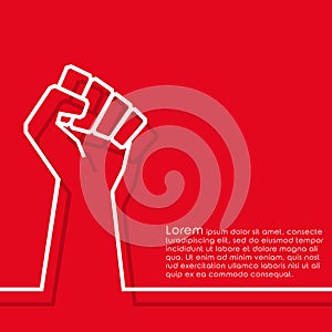 Raised fist minimal line design background for flyer, poster, brochure cover, typography or other printing products