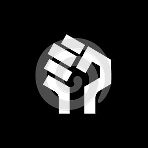 Raised fist - symbol of victory, strength, power and solidarity flat vector icon for apps and websites