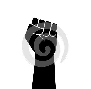 Raised fist vector icon. Human hand up in the air