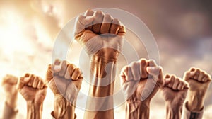 Raised Fists Against Sky.AI generated image