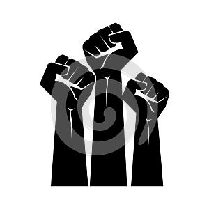 Raised fists resistance silhouette photo