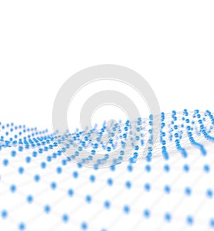 A raised grid of glowing dots representing Internet connections, cloud computing, and neural networks. 3d rendering