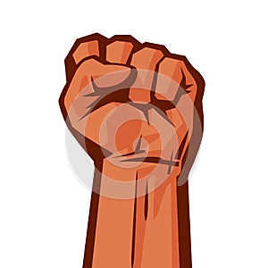 Raised hand with clenched fist Concept of protest, strength, freedom, revolution, rebel, revolt Retro style poster photo