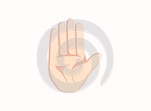 Raised hand icon. Hand gesture emoji vector