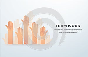 Raised hands. team work concept. background vector illustration eps10