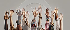 The Raised Hands of Unity and Diversity Celebrating Togetherness and Connection AI generated image