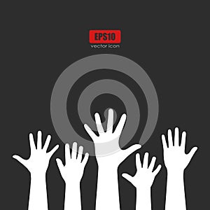 Raised hands vector poster