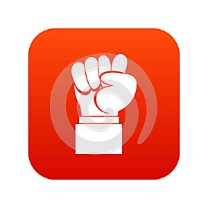 Raised up clenched male fist icon digital red