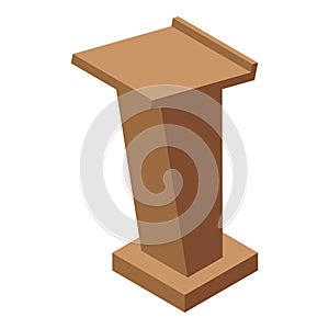 Raised wooden podium icon isometric vector. Public election tribune