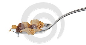 Raisin Bran Cereal in spoon