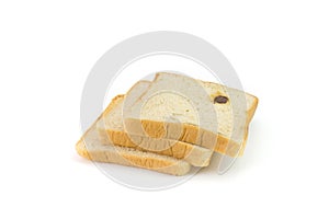 Raisin bread isolated on white