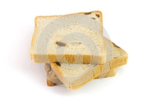 Raisin bread isolated on white