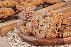 Raisin Pecan Oatmeal Cookies on a Plate