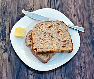 Raisin toast and butter