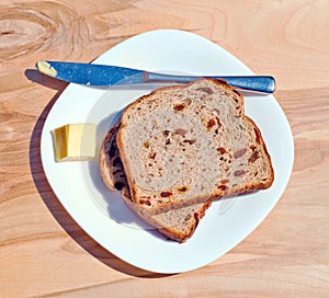 Raisin toast and butter