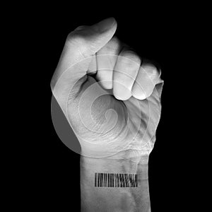 Raising Fist with Barcode