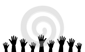 Raising Hands for Participation, many people\'s hands up