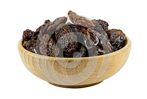 Raisins bolw wood isolated on white background with clipping path