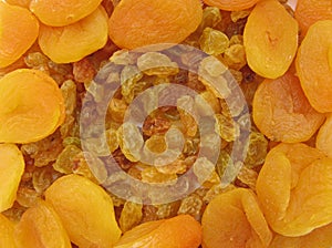 Raisins and dried apricots
