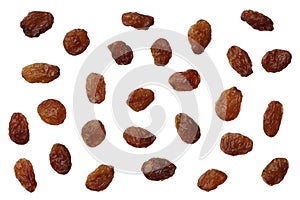 Raisins isolated on white background, close up