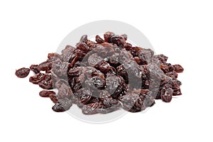 Raisins on a white background.