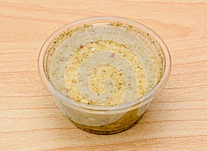 Raita or green chutney served in dish isolated on table top view indian spicy food