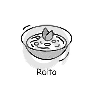 Raita line icon. Traditional Indian dish.Editable vector illustration