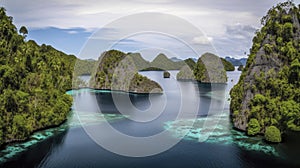 Raja Ampat, Blue Lagoon with Green Rockes, West Papua. Indonesia, Wonderful Indonesia