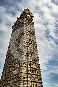Rajagopuram isolated temple entrance at murdeshwar with flat sky from unique different angles photo