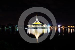 Rajamangala Hall in the Night at Public Park