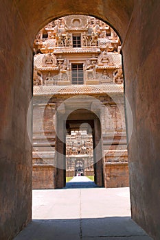 Rajarajan Tiruvasal seen through Keralantakan Tiruvasal, Brihadisvara Temple, Tanjore, Tamil Nadu